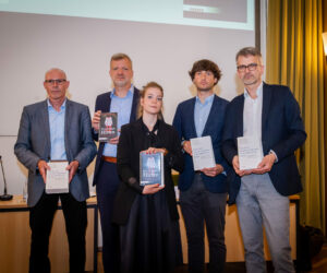 Das Team der Aufarbeitungsstudie (v.l.): Dr. Bernhard Frings, Prof. Dr. Thomas Großbölting, Dr. Natalie Powroznik, Dr. David Rüschenschmidt und Prof. Dr. Klaus Große Kracht; Copyright: WWU - Michael Möller